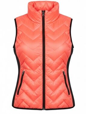 Calvin Klein Coral Quilted Puffer Vest with Black Panels